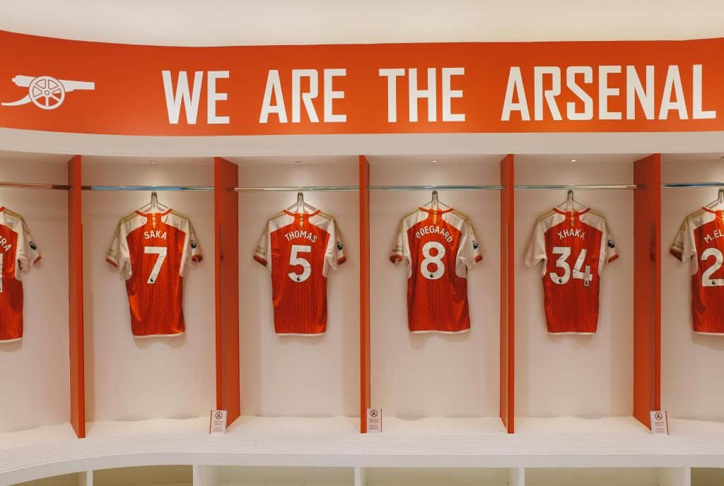 Le vestiaire d'Arsenal à l'Emirates Stadium en Premier League